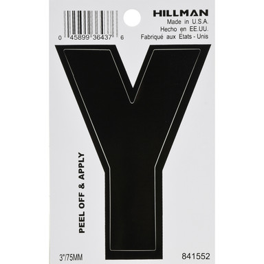 Hillman 3 in. Black Vinyl Self-Adhesive Letter Yes 1 pc