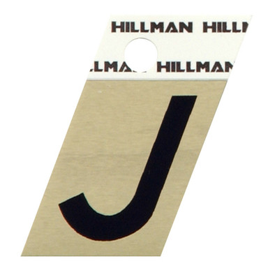 Hillman 1.5 in. Reflective Black Metal Self-Adhesive Letter J 1 pc