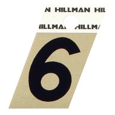 Hillman 1.5 in. Reflective Black Metal Self-Adhesive Number 6 1 pc