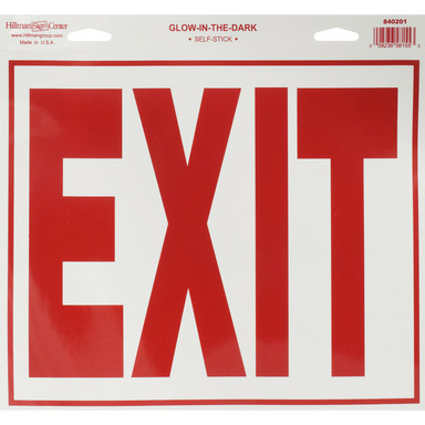 Hillman English White Exit Decal 11 in. H X 12 in. W