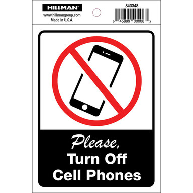 SIGN NO CELL PHONE6X4"