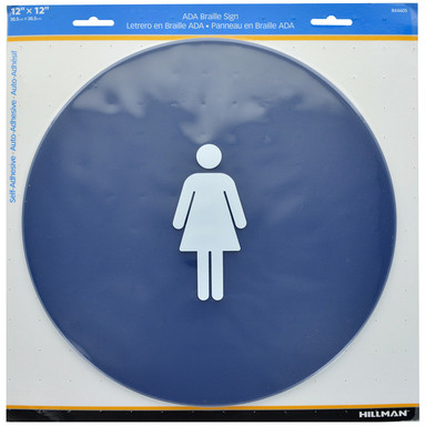 Hillman English Blue Restroom Plaque 12 in. H X 12 in. W