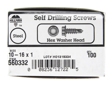 Hillman No. 10  S X 1 in. L Hex Washer Head Sheet Metal Screws 100  1 pk