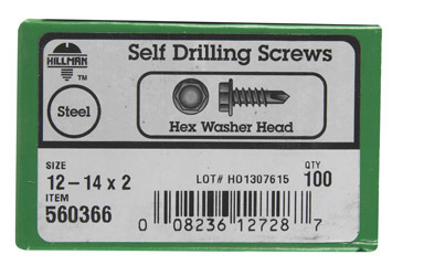 Hillman No. 12-14  S X 2 in. L Hex Hex Washer Head Sheet Metal Screws 100 pk