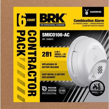 BRK SMOKE/CO ALARM WIRED 6PK