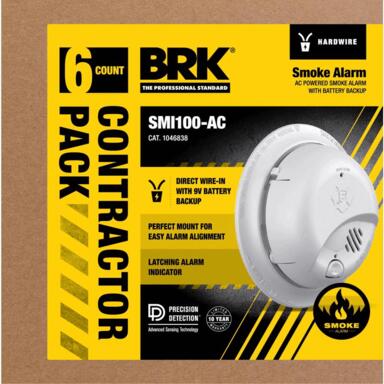 SMOKE ALARM ION 120V+BAT 6PK
