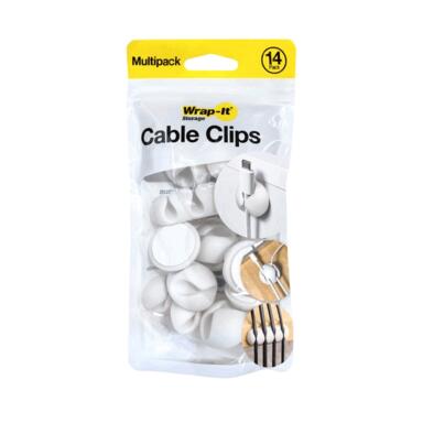CABLE CLIP PLST WHT 14PC