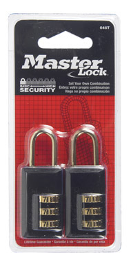 Master Lock 1-1/2 in. H X 1/2 in. W X 1-3/16 in. L Steel 3-Dial Combination Padlock 2 pk