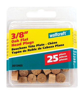 Wolfcraft Flat Oak Head Plug 3/8 in. D X 1/4 in. L 1 pk Natural