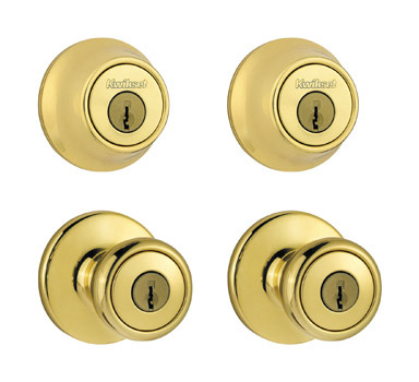 Kwikset Tylo Polished Brass Double Entry Door Kit ANSI/BHMA Grade 3 1-3/4 in.