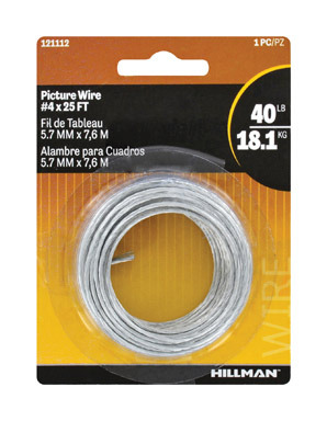 Hillman Steel-Plated Silver Braided Picture Wire 40 lb 1 pk
