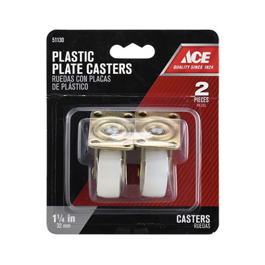 CASTER PLATE WHITE 1.25" ACE CD2