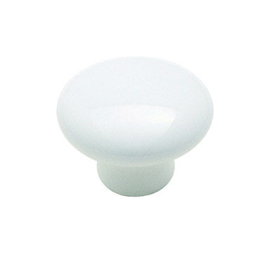 1-1/4" Round Knob Ceramic Wht