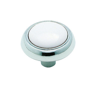 Amerock Allison Traditional Classics Round Cabinet Knob 1-3/16 in. D 15/16 in. Polished Chrome White
