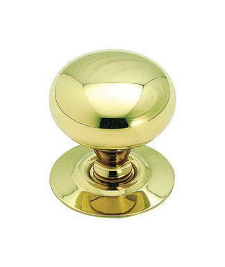 KNOB 1.25"RND BRT BRSS43