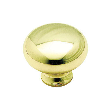 Knob 1-5/16"rnd Brt Brs