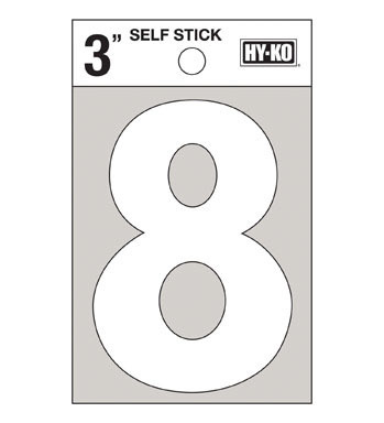 NUMBER 8 VINYL 3" WHITE