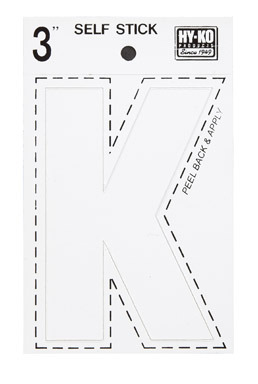 LETTER K VINYL 3" WHITE