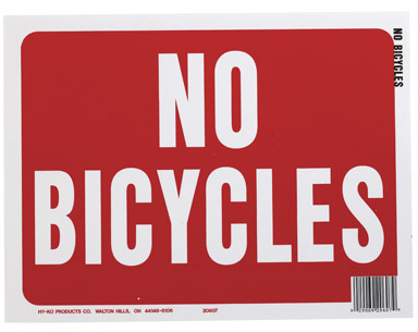 SIGN NO BICYCLES 9"X12"