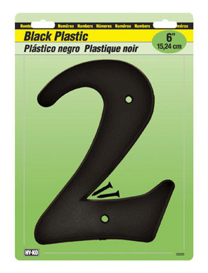 NUMBER 2 PLSTC 6" BLACK