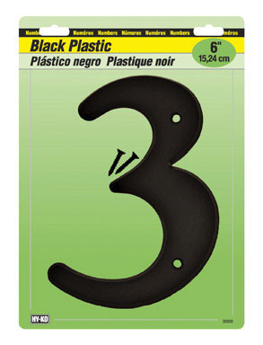 Number 3 Plstc 6" Black