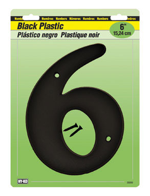 NUMBER 6 PLSTC 6"BLACK