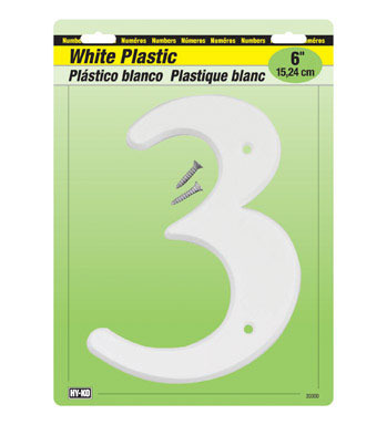 Number 3 Plstc 6" White