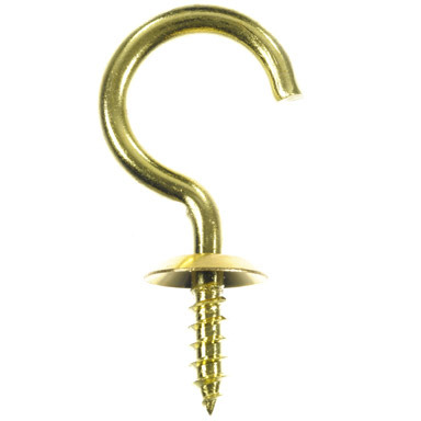 4pk 1" Solid Brass Cup Hook