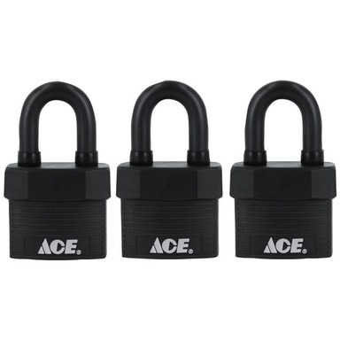 Ace 1-5/8 in. H X 1-3/4 in. W X 1-1/8 in. L Steel Double Locking Padlock 3 pk Keyed Alike