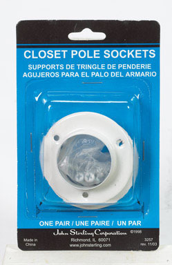 Steel Closet Pole Sockets Wht