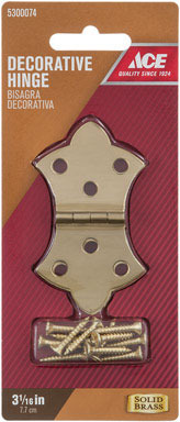 Ace 1-11/16 in. W X 3-1/16 in. L Polished Brass Brass Decorative Hinge 2 pk