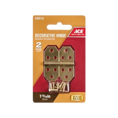 Ace 3/4 in. W X 1-13/16 in. L Polished Brass Brass Decorative Hinge 2 pk