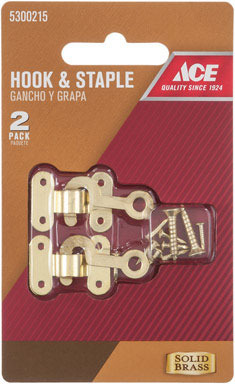 Ace Satin Gold Brass Small Decorative Hook and Staple 2 pk