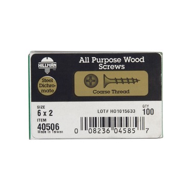 Hillman No. 6  S X 2 in. L Phillips Yellow Zinc-Plated Wood Screws 100 pk