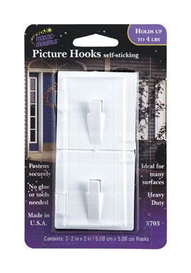 Magic Mounts Self Stick Adhesive Picture Hooks 4 lb 2 pk