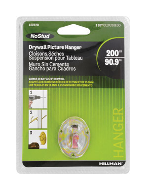 Hillman NoStud Metallic Drywall Picture Hanger 200 lb 1 pk