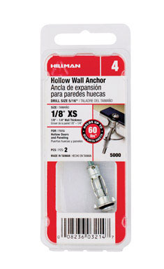 Hillman 1/8 in. D X 1 in. L Metal Hollow Head Hollow Wall Anchors 2 pk