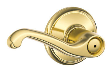 Schlage Flair Bright Brass Privacy Lockset ANSI Grade 2 1-3/4 in.