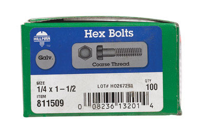 GALV HX BOLTS 1/4X1 1/2