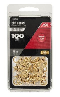 Cup Hook  .079x5/8" Brass 100pk