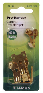 Hillman AnchorWire Brass-Plated Gold Professional Picture Hanger 40 lb 3 pk