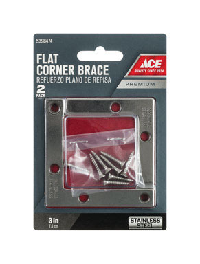 Flat Corner Brace 3"x1/2" Ss
