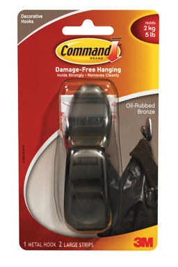 Command 4-1/8 in. L Oil Rubbed Bronze Metal Large Forever Classic Coat/Hat Hook 5 lb. cap. 1 pk