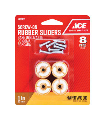 Screw On Rubber Sliders 1" 8pk