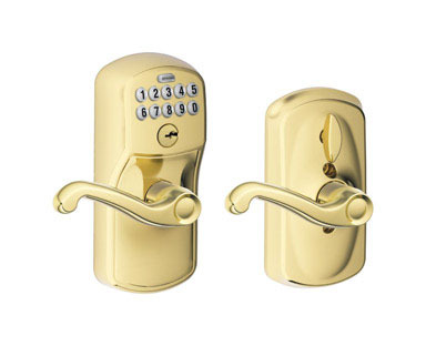 Bright Brass Keypad Entry Lock