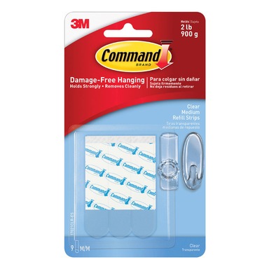 Command Medium Plastic Refill Strips 2-3/4 in. L 9 pk