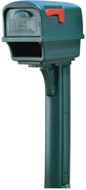 Gibraltar Mailboxes Gentry Classic Plastic Post Mount Green Mailbox
