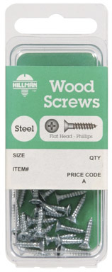 Hillman No. 10  S X 1-1/2 in. L Phillips Zinc-Plated Wood Screws 8 pk