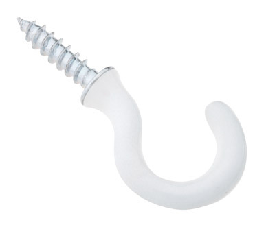 3/4" WHITE COATED CUP HOOK 5/PK