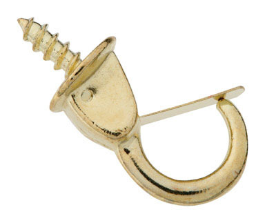 7/8" SAFETY CUP HOOK BRASS 2PK